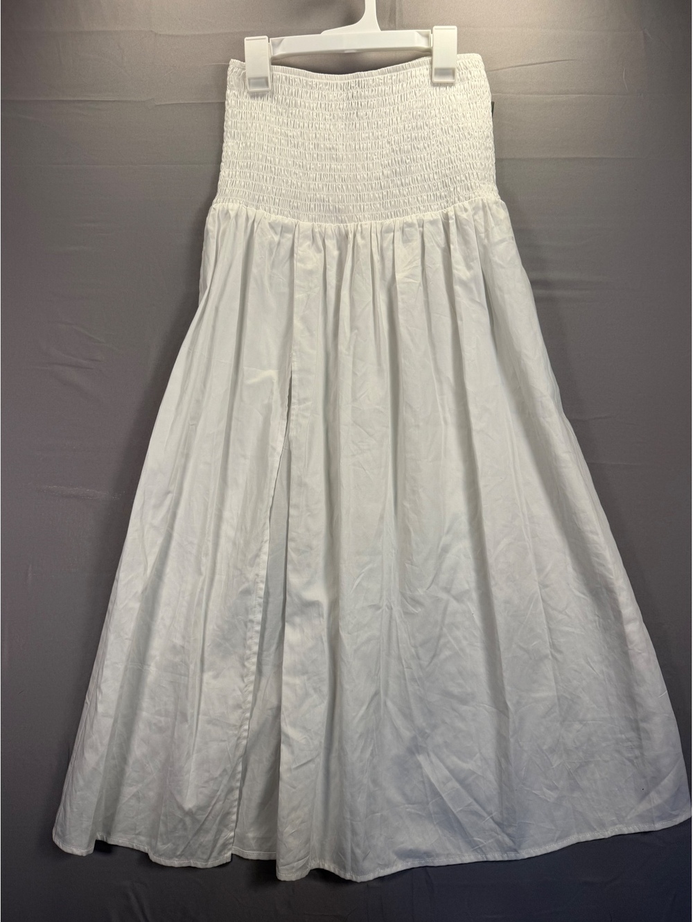 Wild Fable White Smocked MIDI Skirt w/ Side Slit Size S
